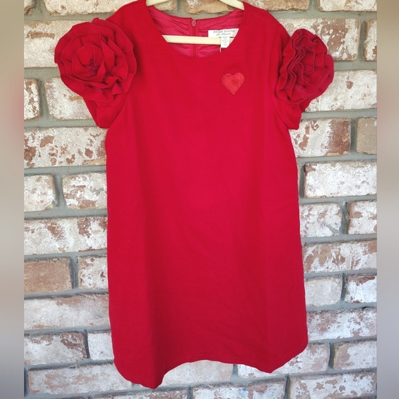 Richie House NWT Girl's Red Flower Sleeve Formal Dress Sz 8-9 Holiday Party - Picture 1 of 7